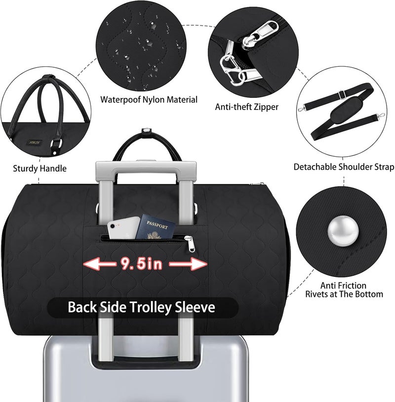 ITIEZY Garment Duffel Bag for Travel - Convertible Carry on Garment Duffel Travel Bag for Women Men Large Weekender Bag with Shoes Pouch 2 in 1 Hanging Suit Travel Duffel Bag 3pcs Set - Image 5